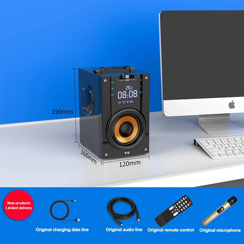 SOAIY большой мощности Bluetooth динамик беспроводной стерео сабвуфер динамик s тяжелый бас музыкальный плеер Поддержка светодиодный дисплей FM TF микрофон
