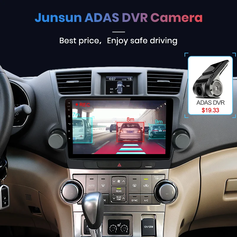 Junsun V1 2G+ 3 2G Android 9,0 DSP для Toyota Highlander 2007-2013 автомобильный Радио Мультимедиа Видео плеер навигация gps RDS 2 din dvd