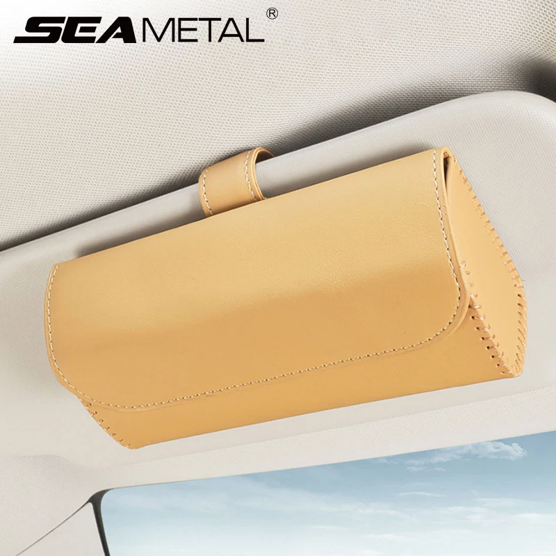 Interior Car Sun Visor Storage Bag Auto Sun Visor Sunglasses Holder Pu