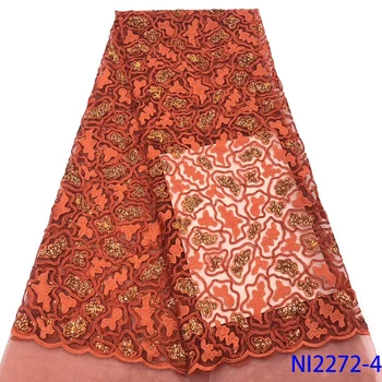 

Embroidery Fashion African Lace Fabric High Quality Orange Lace Nigerian Lace Fabric 2019 High Quality Lace