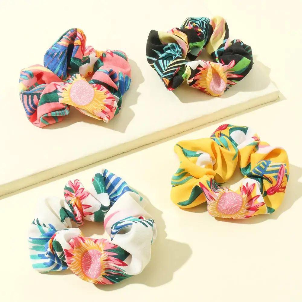 Женские резинки для волос с цветочным принтом Винтажные эластичные аксессуары |