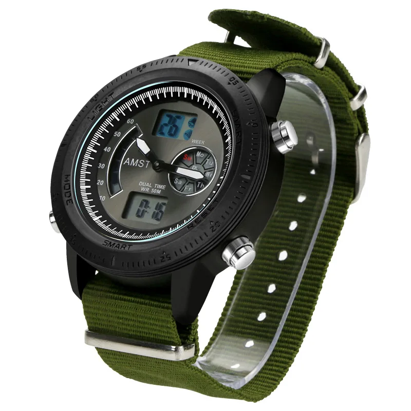 3ATM водонепроницаемые мужские часы AMST военные спортивные Аналоговые наручные с