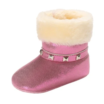 

High Quality Autumn Winter Baby Girl PU Boots Casual Shoes First Walkers Newborn Cute Cotton Non-slip Soft Sole Shoe