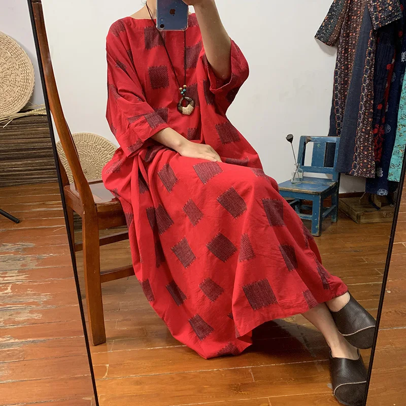 

Reality pats the original female attire individuality oversized loose robe Tiansi hemp material square long