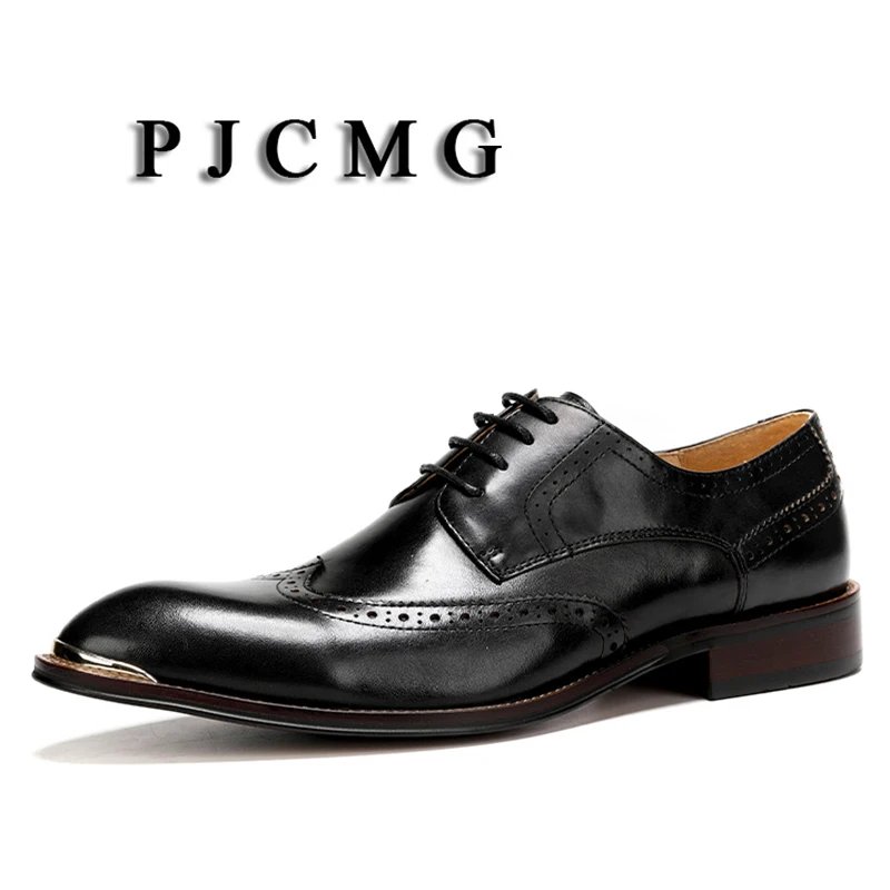 PJCMG Fashion Spring/Autumn Black/Red Oxfords Mens Dress Lace Up