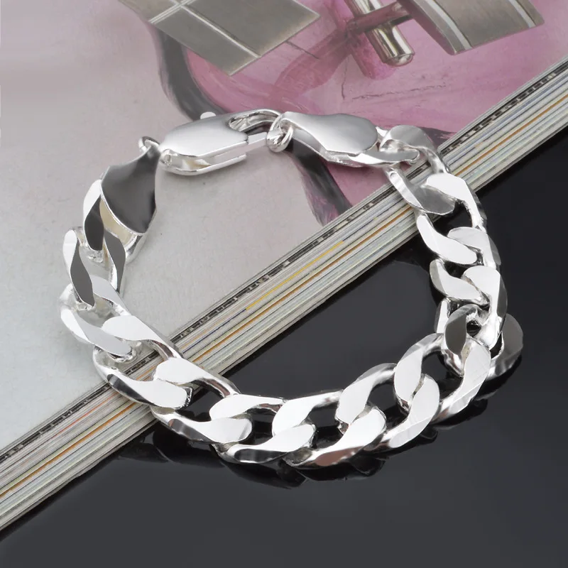 New 925 Sterling Silver Bracelet Sideways Silver Bracelet 6MM8MM10MM Bracelet Men&Women Jewelry - Image 5