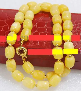 

Beauty 8x12mm Brazil Yellow Topaz Natural Gemstone Column Beads Necklace