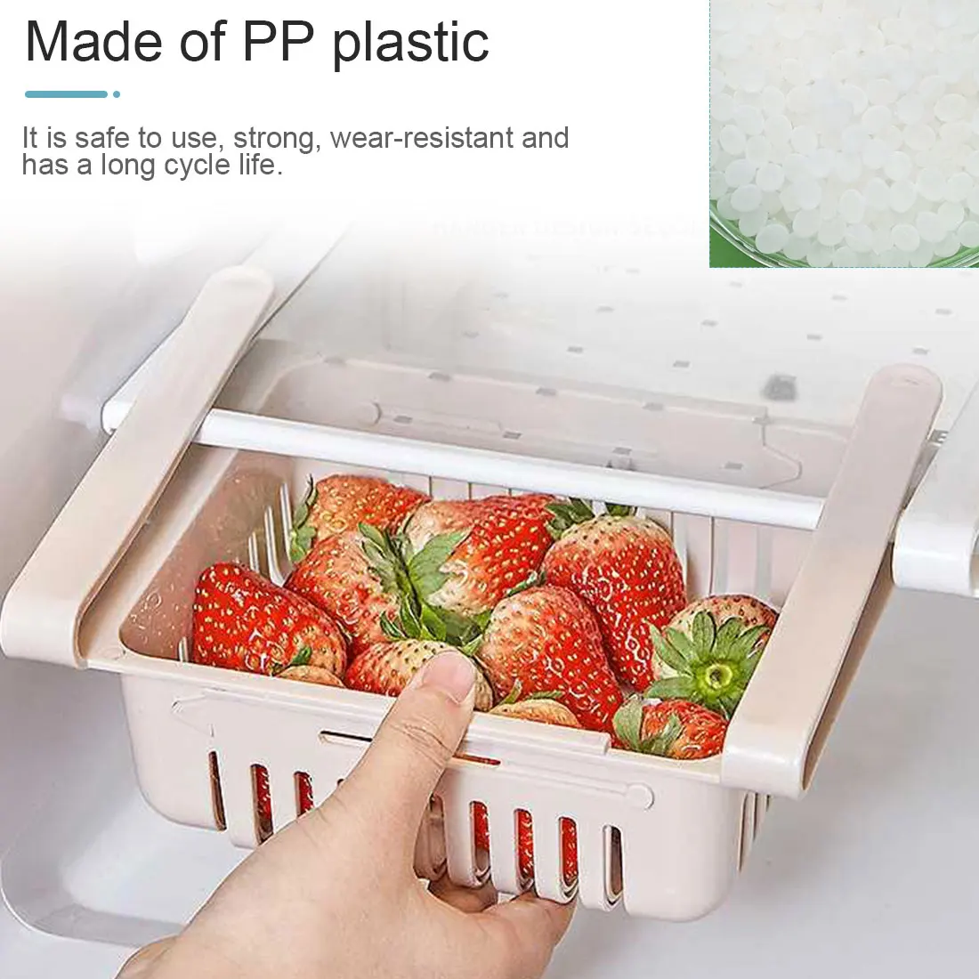 

2PC Kitchen Adjustable Stretchable Fridge Refrigerator Pull-out Drawers Fresh Spacer Layer Storage Rack Organizer Drawer Basket