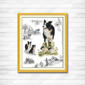 

Herding dog diy cute animal painting counted printed on canvas DMC 14CT 11CT chinese Cross Stitch Needlework Set Embroidery kits
