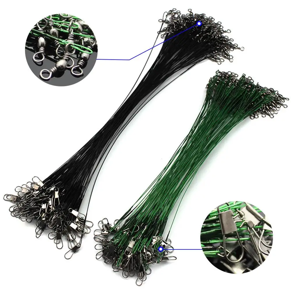 

20pcs 15/20/30cm Stainless Steel Wire Leader Fishing Leash With Swivel Anti-bite Line Leadcore For Lure Accessories