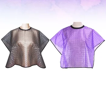 

2pcs Professional Hairdressing Cape Perm Dyeing Shawl Waterproof Non-stick Hair Cutting Hair Cloth for Home Salon (Purple, Grey)