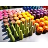 6pcs Children Wooden Rainbow Mandala Loose Parts Toys Mushrooms Honeycomb Droplets Tree Cones Mini Coins Building Blocks 1
