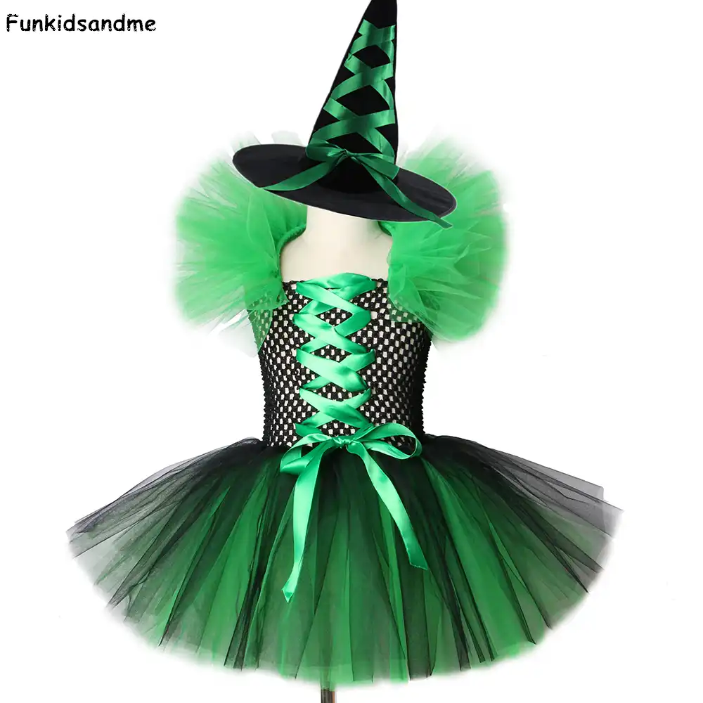 女の子魔女ドレス黒と緑子供少女ハロウィーンカーニバルコスプレ魔女衣装子供の2 12y ドレス Aliexpress