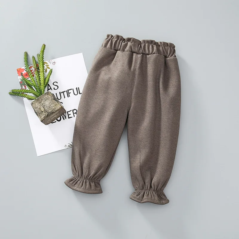 Girls Pants with Velvet Sub- Autumn And Winter New Style Infants Child Can Open Crotch Harem Pants Korean-style Small Crawle
