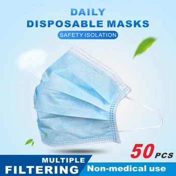 

Disposable Protective Face Mask Three-layer Non-woven Mouth Mask Anti Dust Mask Breathable Face Mask 50pcs Earloops Mouth Masks