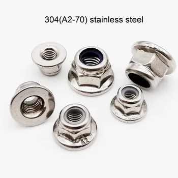

2/10X M3 M4 M5 M6 M8 M10 M12 Black Carbon 304 A2-70 Stainless Steel Hex Flange Nylon Insert Lock Nut Self-locking Nylock Locknut