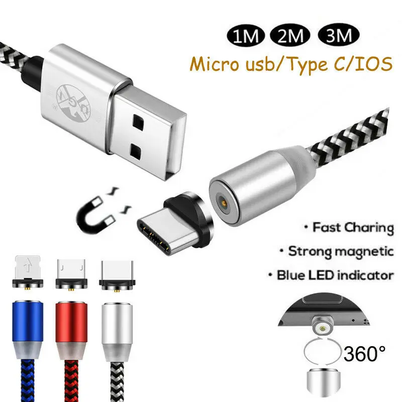 3/6/10ft Magnetic Micro USB IOS Type C Fast Charger Cable For Samsung Galaxy S9+ S8 S7 S6 S5 Edge LG G3 G4 G5 G6 | Мобильные