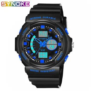 

SYNOKE Sport Men Digital Wristwatch Black Military Luxury LED Quartz Double Time 50M Waterproof Male Outdoor Running Clock