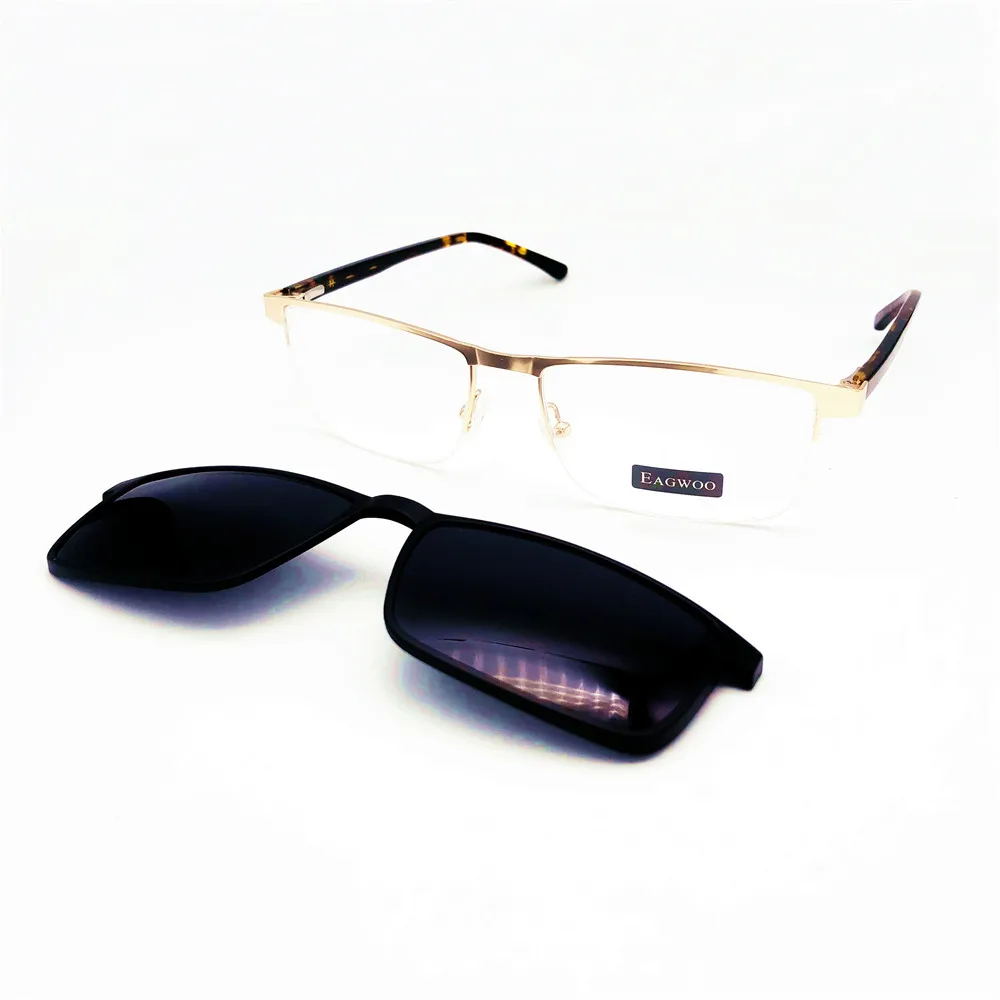 US $22.49 Magnet Men Eyeglasses Half Rim Metal Optical Frame Prescription Spectacle Myopia Business Eye Glasses Sunglasses 60mm Wide Face