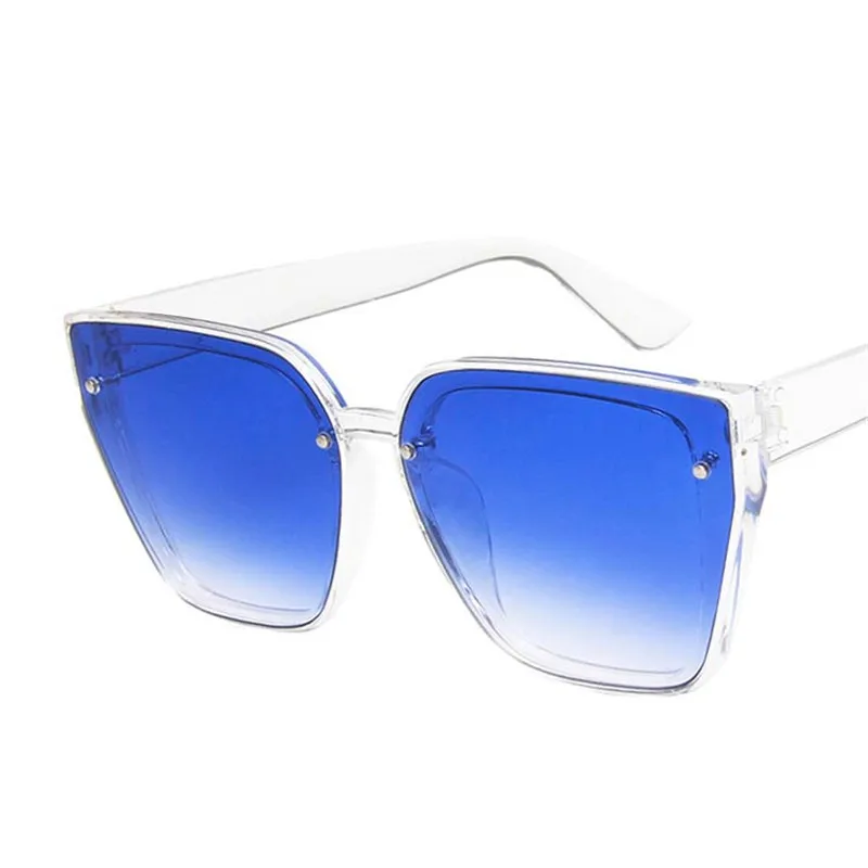 Yoovos Big Frame Sunglasses Women Square Candy Colors Gradient Sunglasses For Women Classic Wild Mirror Small Fac Unisex - Цвет линз: T-Blue