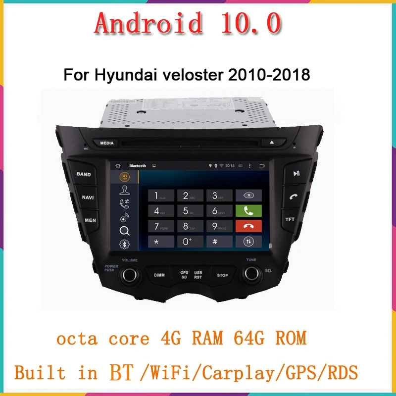 Автомагнитола 2 din 7 дюймов android 10 0 gps плеер для VELOSTER 2011 2016 с восьмиядерным