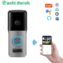 Tuya – sonnette intelligente sans fil, wi fi, HD 1080P, vision nocturne, interphone vocal avec Ding Dong, application visuelle
