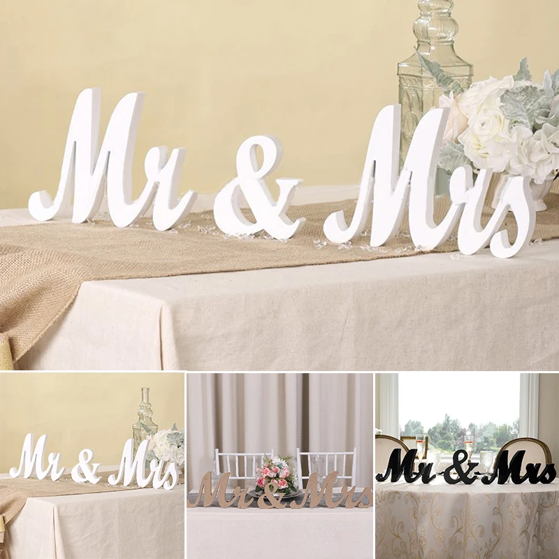 Mr And Mrs Свадебный деревянный знак деревянные буквы Декор Украшение столешница