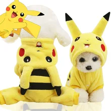 Pikachu Pet Puppy Cat Одежда для собак фланелевый теплый комбинезон для собак осень-зима XS-XXL