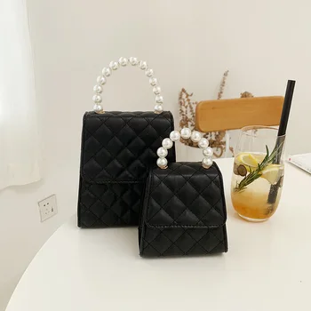 

Small Bags For Women High Quality PU Leather Handbag Designer Purse With Pearl Handle Designer Female Bag Mini Bags For Woman