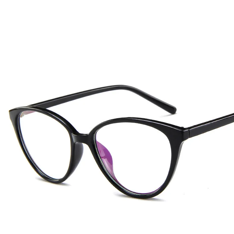 Модный дизайн кошачий глаз пластиковая оправа для очков роскошные сексуальные женские очки для путешествия классические ретро мужские Оптические очки по рецепту - Цвет оправы: BrightBlack