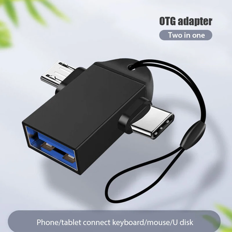 2 in 1 OTG Adapter USB 3.0 Female To Micro USB Male and USB C Male Connector Aluminum Alloy on The Go Converter Portable mini power converter for cell phone