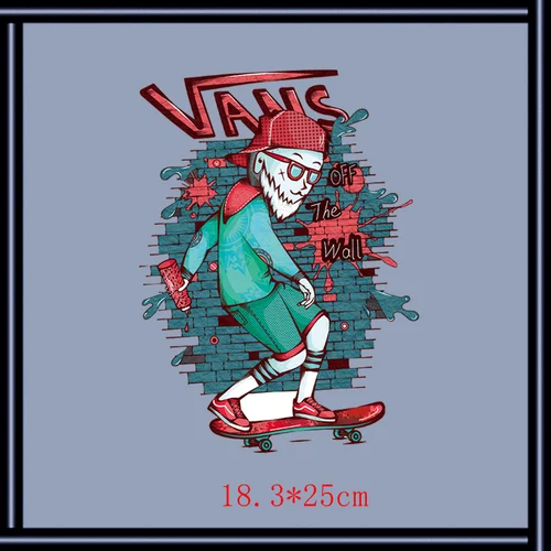 Old man skateboardin Набор железных пластырей для модной одежды DIY Футболка аппликация теплопередача Винил персональный Скейтбординг музыка патч наклейки G - Цвет: Old man skateboardin