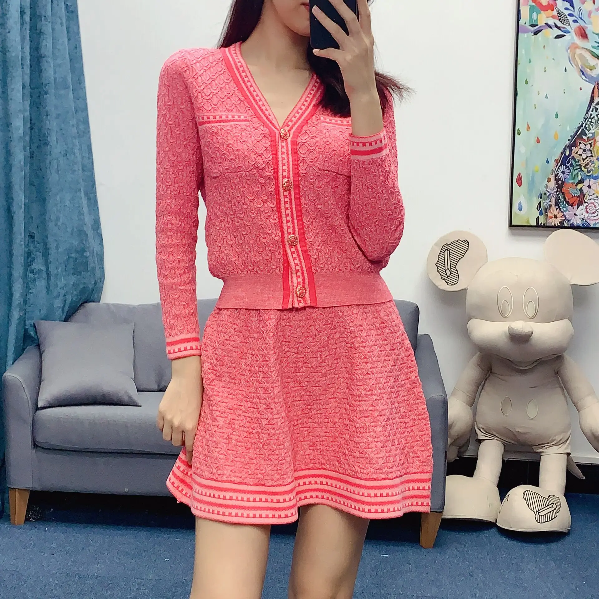 FREE SHIPPING Women Knit Sweater And Skirt Matching Sets JKP4858