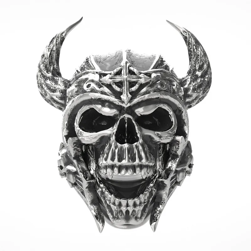 

2019 New Vintage Fashion Skull Ring Men Jewelry Silver Punk Rings Mens Stainless Steel Ring Men Halloween Party Rings Rock Rings