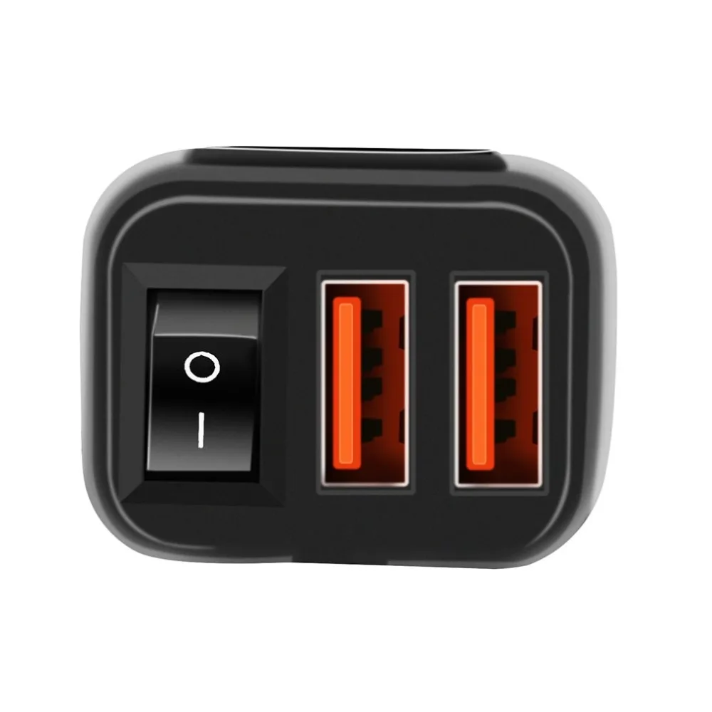 Синий квадратный двойной USB Супер быстрая зарядка вольтметр набор с подсветкой кулисный переключатель панель Водонепроницаемый кулисный переключатель