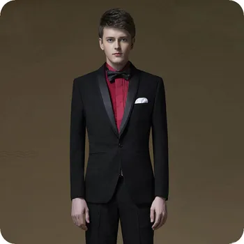 

Latest Wedding Coat Suits for Men Black Grooms Wedding Tuxedos Two Pieces Best Man Blazers Costume Homme Slim Terno Masculino