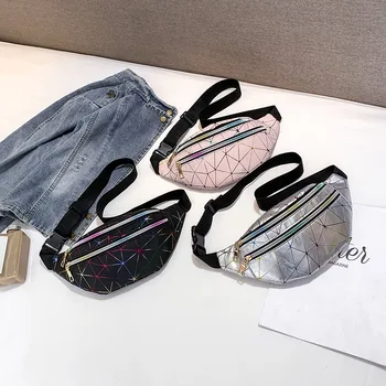 

2020 New Fashion Women Fanny Pack Ladies PU Leather Stitching Pattern Chest Bag Messenger Seven Color Waterproof Beach Bag