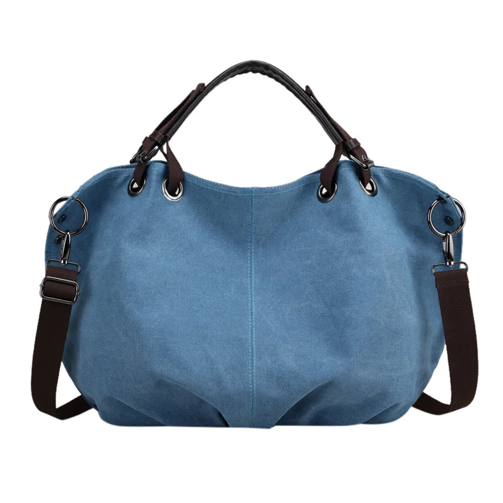 Модная женская сумка высокого качества многофункциональная Большая вместительная Холщовая Сумка на плечо дорожная сумка через плечо - Цвет: Небесно-голубой