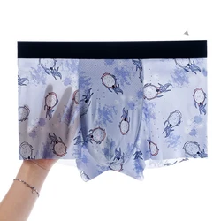 Plus Size Men's Underwear Ice Silk Boxers Summer Breathable Thin Smooth Boxer Shorts Personality Fashion Mens Panties Underpants