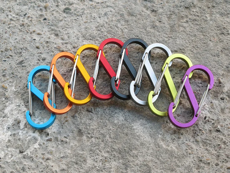 High Quality Rough S Type Carabiner 8 Word Buckle Small Aluminium Alloy QuickDraw Buckle EDC Two-Way Backpack Hook Clasp