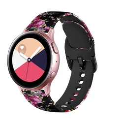 Women's Vibrant Sport Silicone Watch Strap - Colorful Printed Design for 22mm watchband (12 black pink flower)