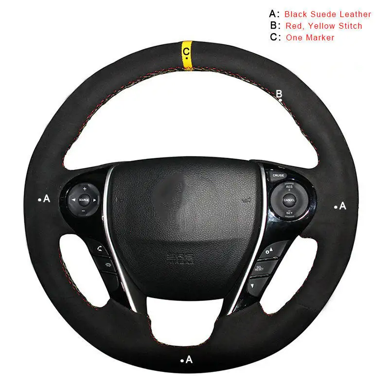 Suede Leather Авто оплетка на руле Крышка для Honda Accord 9 2013- Crosstour 2013 ручной сшитые DIY колпаки для автомобильных колес - Название цвета: Suede Leather