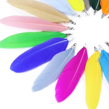 

Multicolor hoop goose feather decoration accessories for crafts diy earrings jewelry decoration feather length 80mm wholesale
