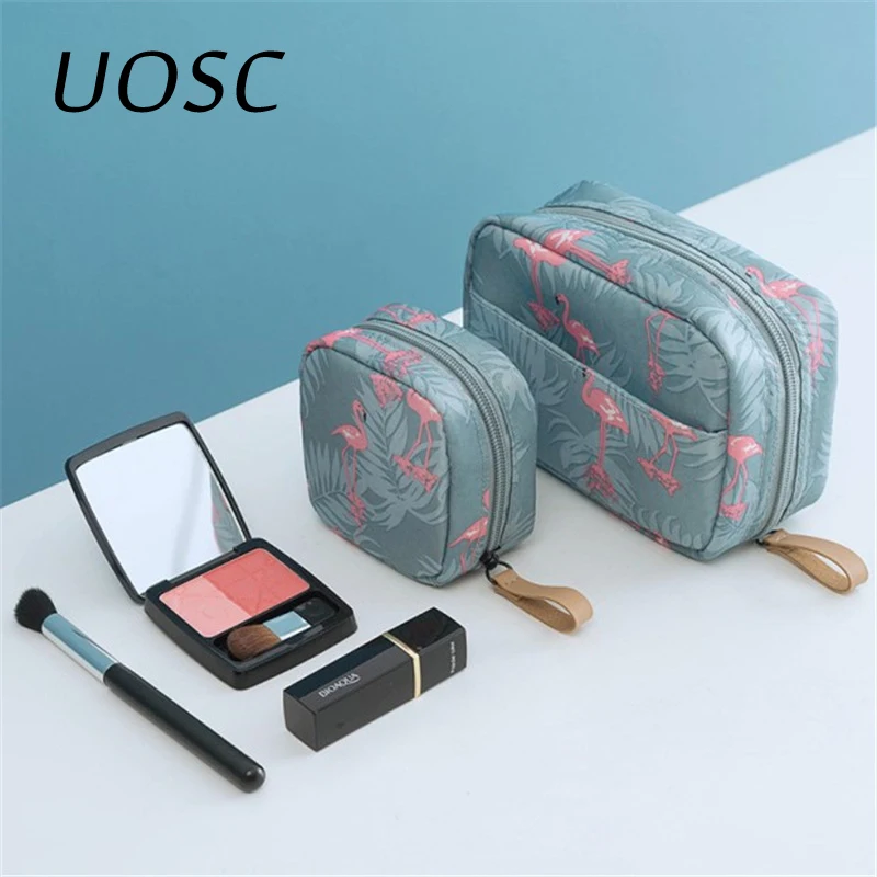 UOSC мини одноцветная косметичка с фламинго, кактус, дорожная косметичка для туалетных принадлежностей, губная помада, сумка для хранения, косметичка, косметичка, Органайзер