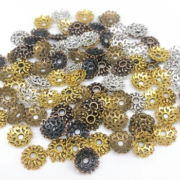 

Wholesale 100pcs/lot figure Bead Caps Silver Plated Flower Beads 10MM Hollow out Pentagram End Caps Charms For Jewelry Findings