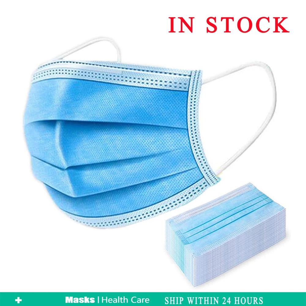 

50 Pcs With Box Anti dust proof masks Earloop Face Mouth Disposable Masks 3-layer Protective masks Support Drop Shipping