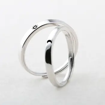 

2Pcs Sun and Moon Lover Couple Rings Set Promise Wedding Bands for Him and Her