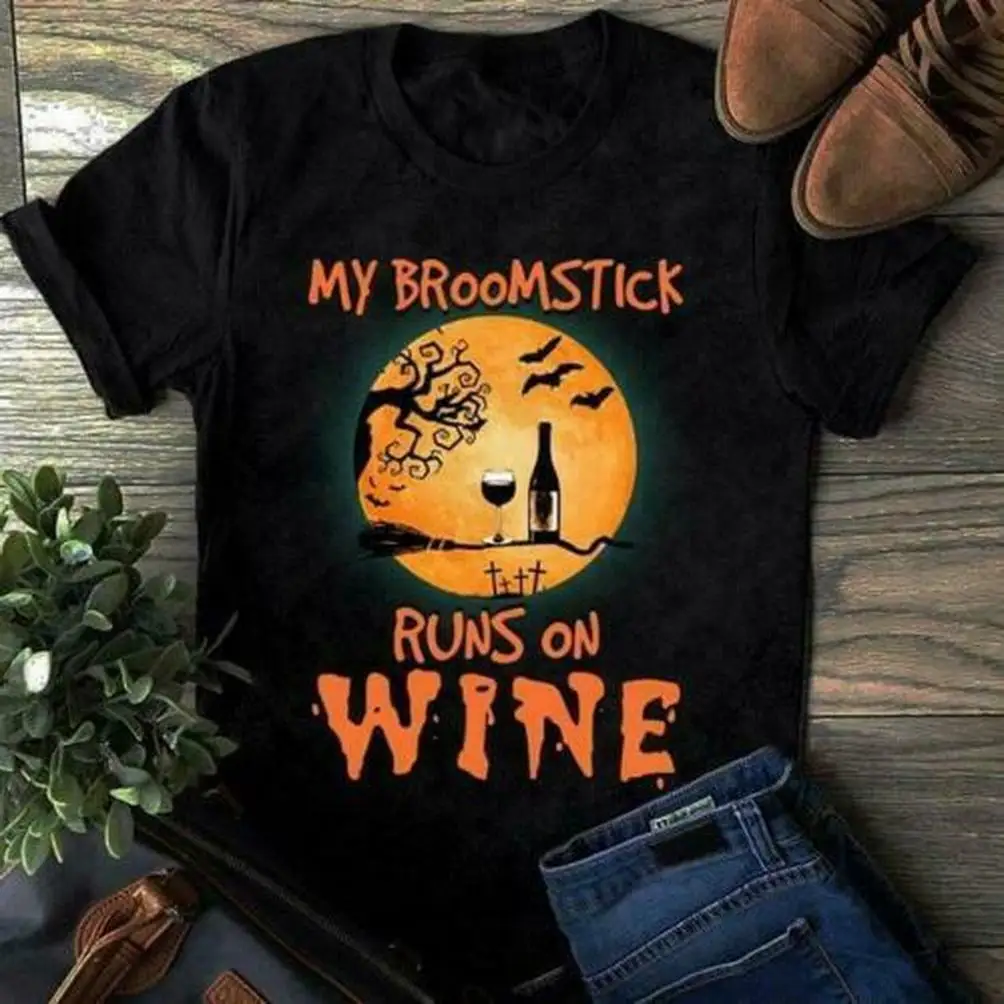 My bromstick Runs On Wine подарок на Хэллоуин Мужская футболка хлопковая S-3Xl летняя стильная