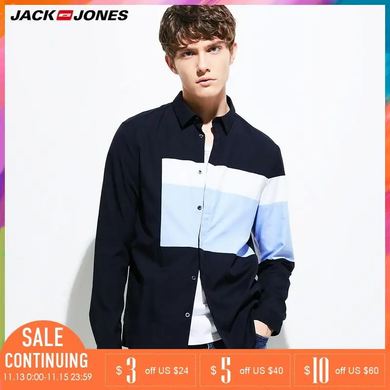 Jack Jones 2019 весна осень Мужская Повседневная рубашка с отложным воротником