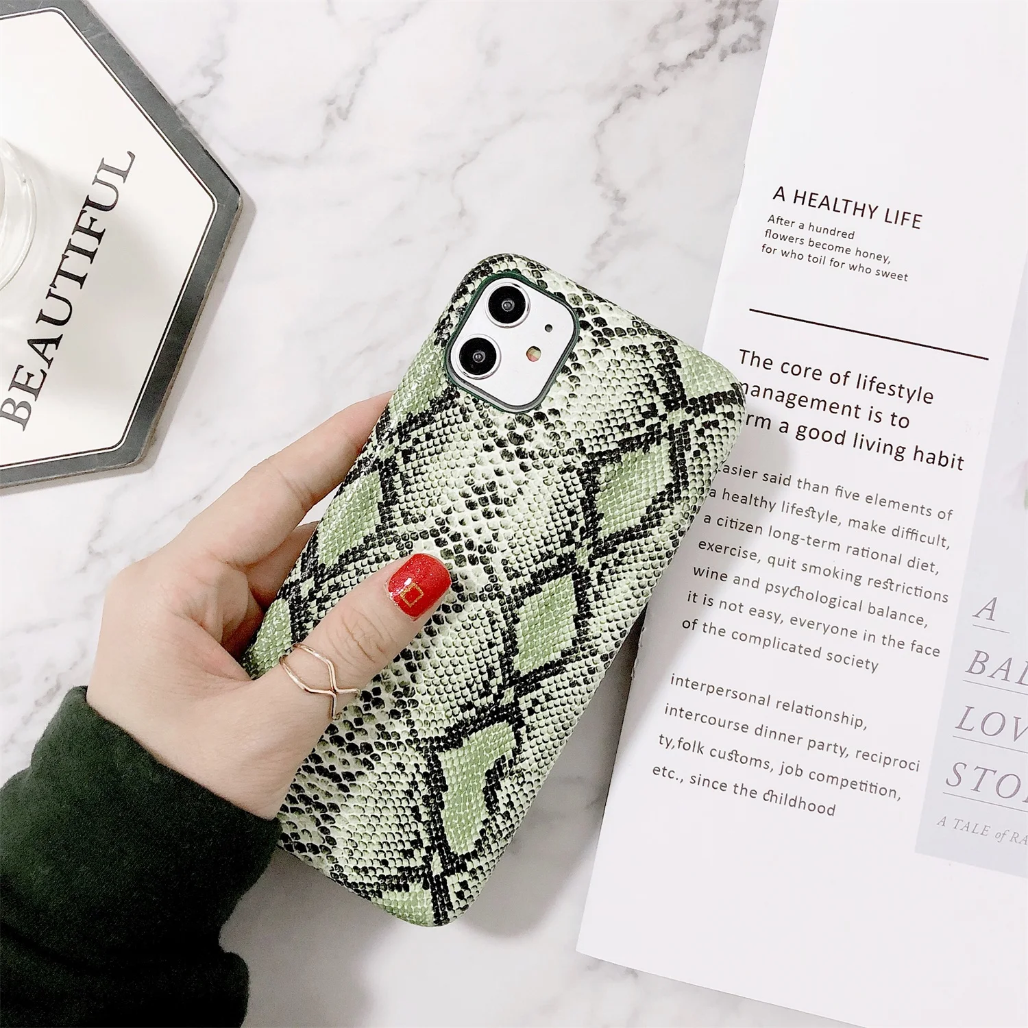 LISCN кожаный чехол для телефона для iPhone 8plus Xs Max 6 6splus 7 X XS XR 11 Pro Max Змеиная Кожа PU чехол Леди мобильный чехол для телефона - Цвет: Light green